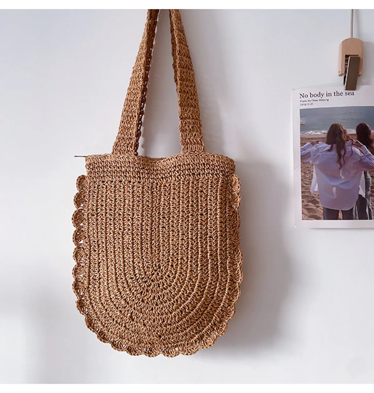 Elena Handbags Straw Woven Shoulder Bag