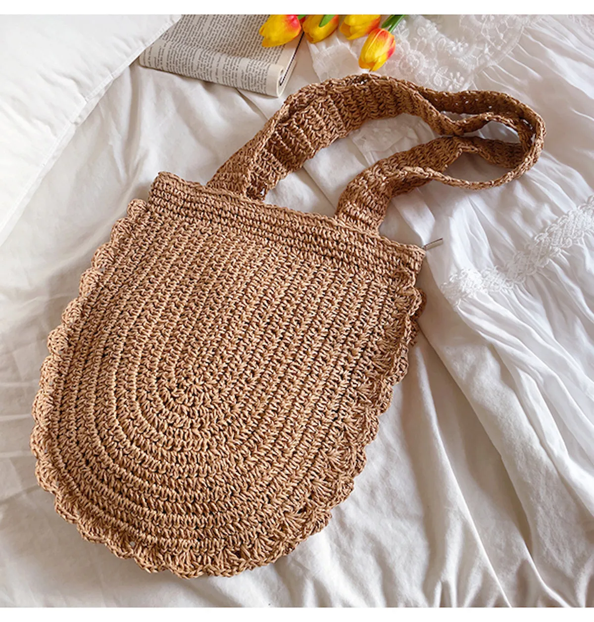 Elena Handbags Straw Woven Shoulder Bag