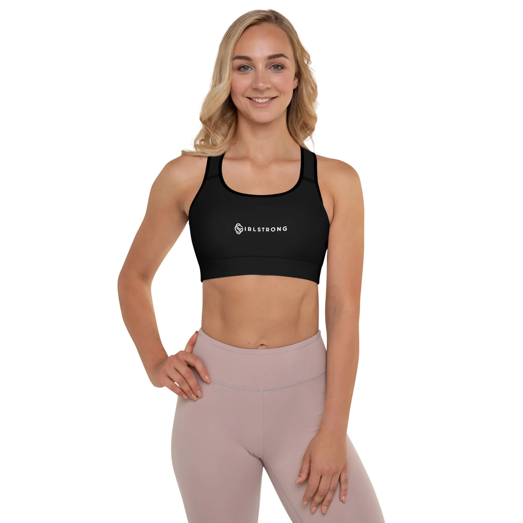 ELEVATED ESSENTIALS, GS LOGO THE PERFECT PADDED SPORTS BRA BLACK