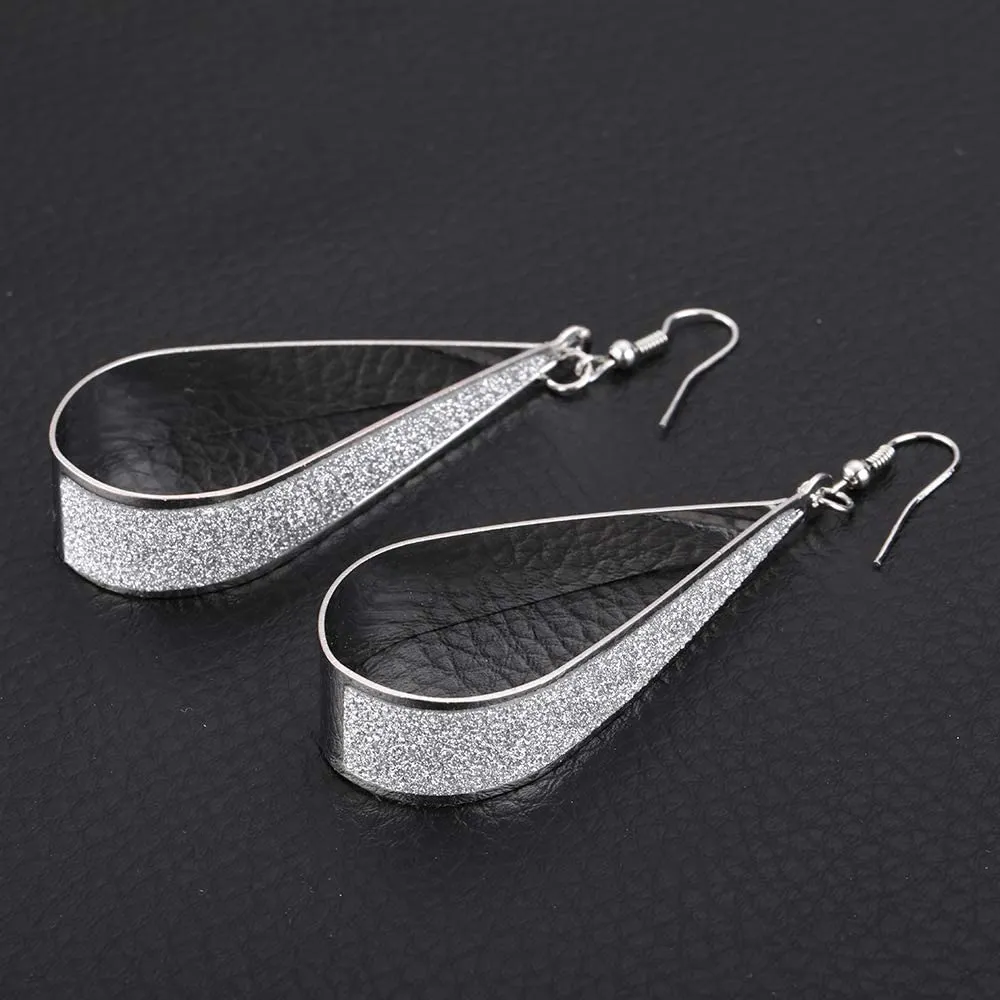 Fashion Women S Silver Crystal Scrub Water Drop Dangle Earrings Party Jewelry Gift