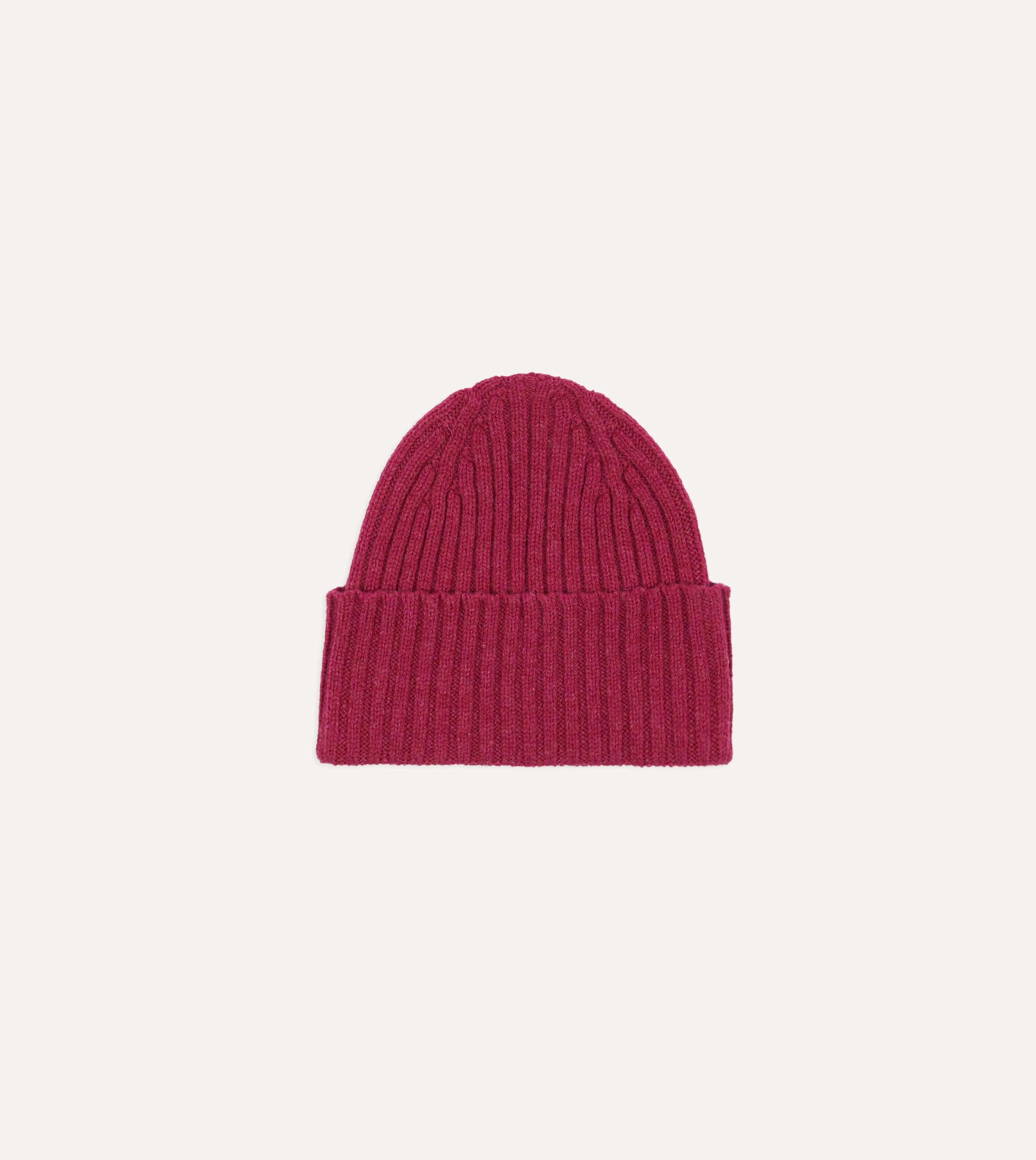 Fuchsia Lambswool Ribbed Knit Cap