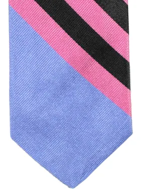 Gene Meyer Silk Tie Pink Lilac Mustard Stripes FINAL SALE