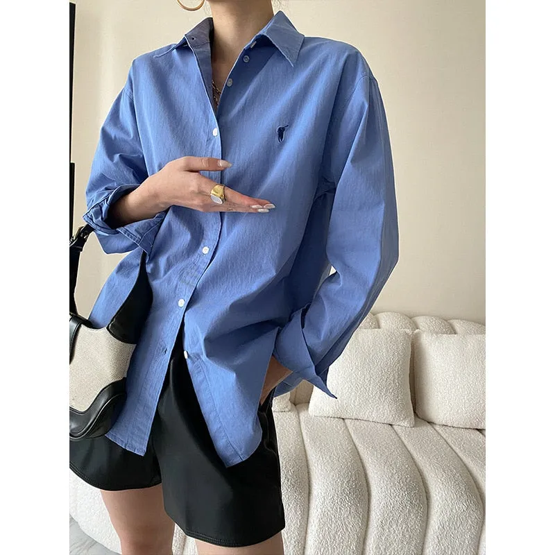 Getadme French original embroidery shirt loose design commuting  early spring new style tops