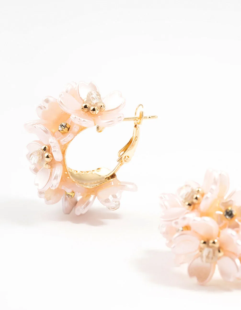 Gold Plated Flower Cluster Hoop Earrings