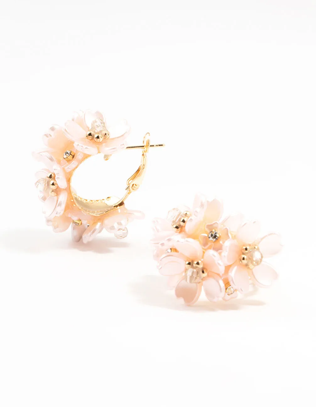 Gold Plated Flower Cluster Hoop Earrings