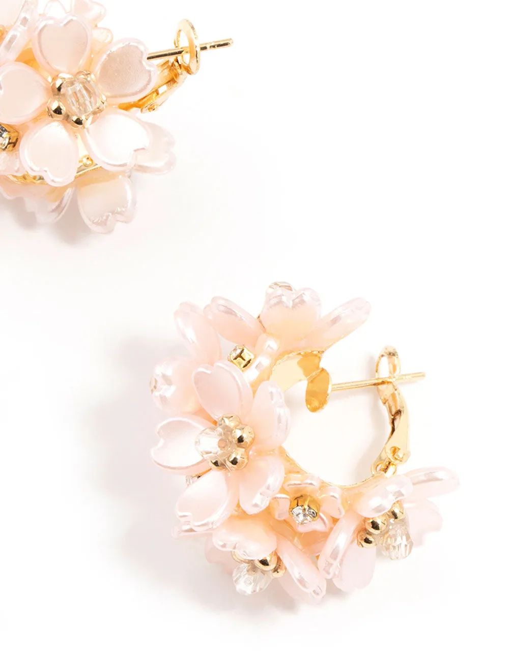 Gold Plated Flower Cluster Hoop Earrings