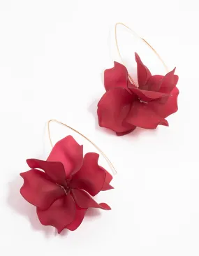 Gold Plated Frosted Flower Drop Earrings