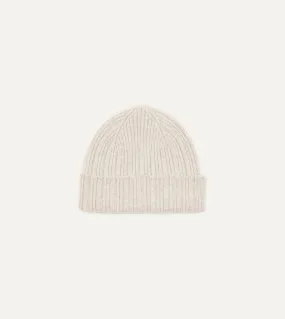 Grey Angora Lambswool Ribbed Knit Cap