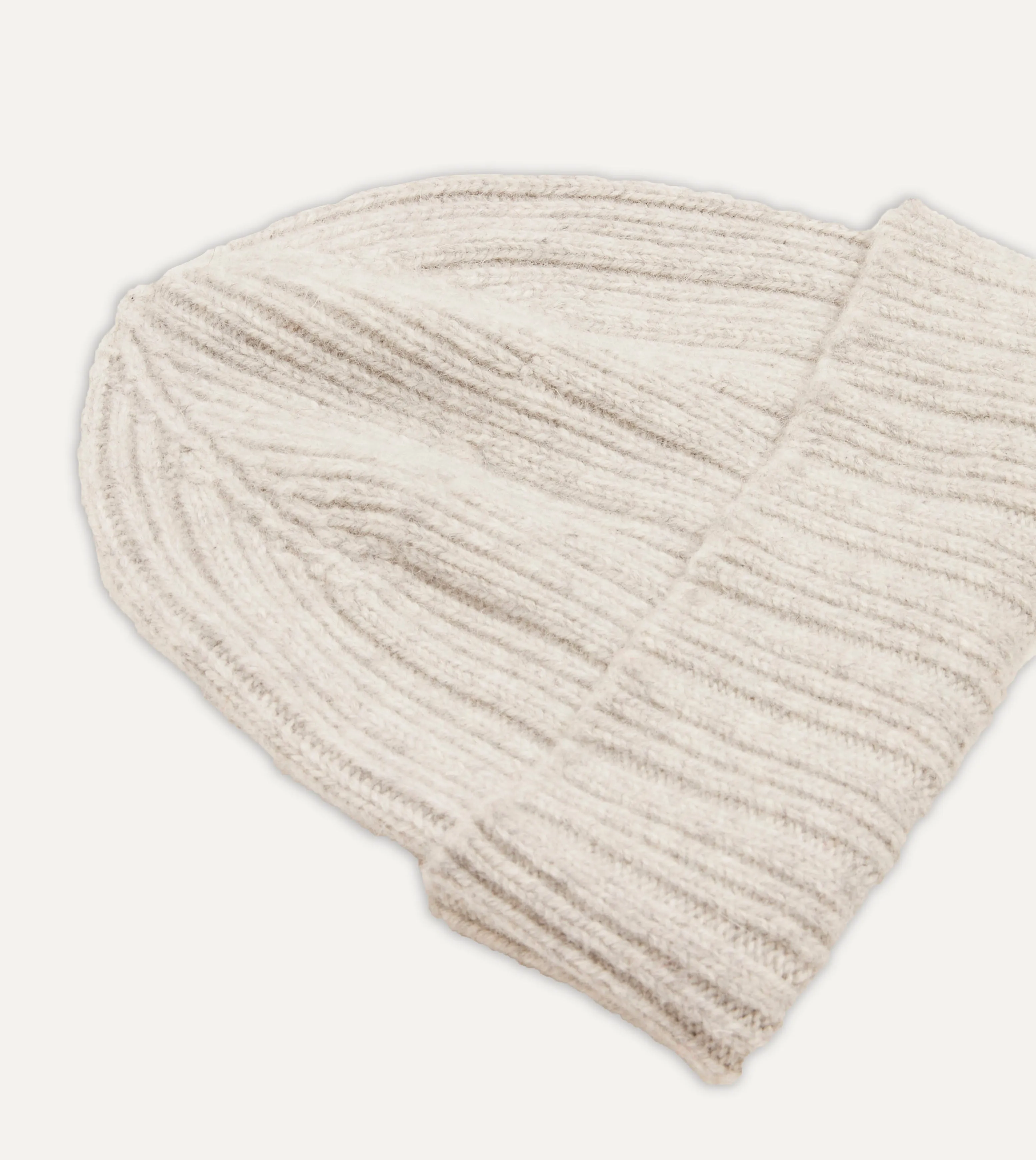 Grey Angora Lambswool Ribbed Knit Cap