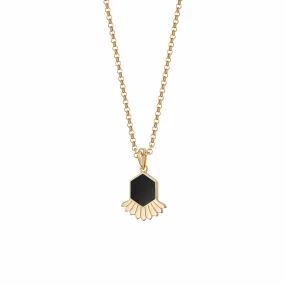 Hexagon Fan Necklace 18ct Gold Plate