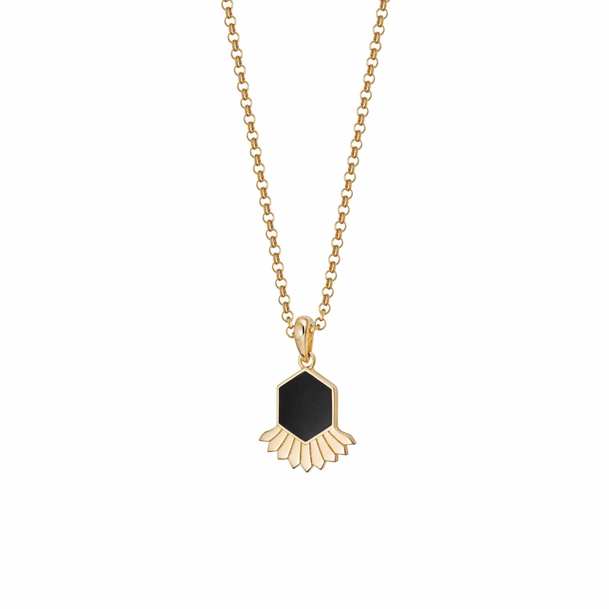 Hexagon Fan Necklace 18ct Gold Plate