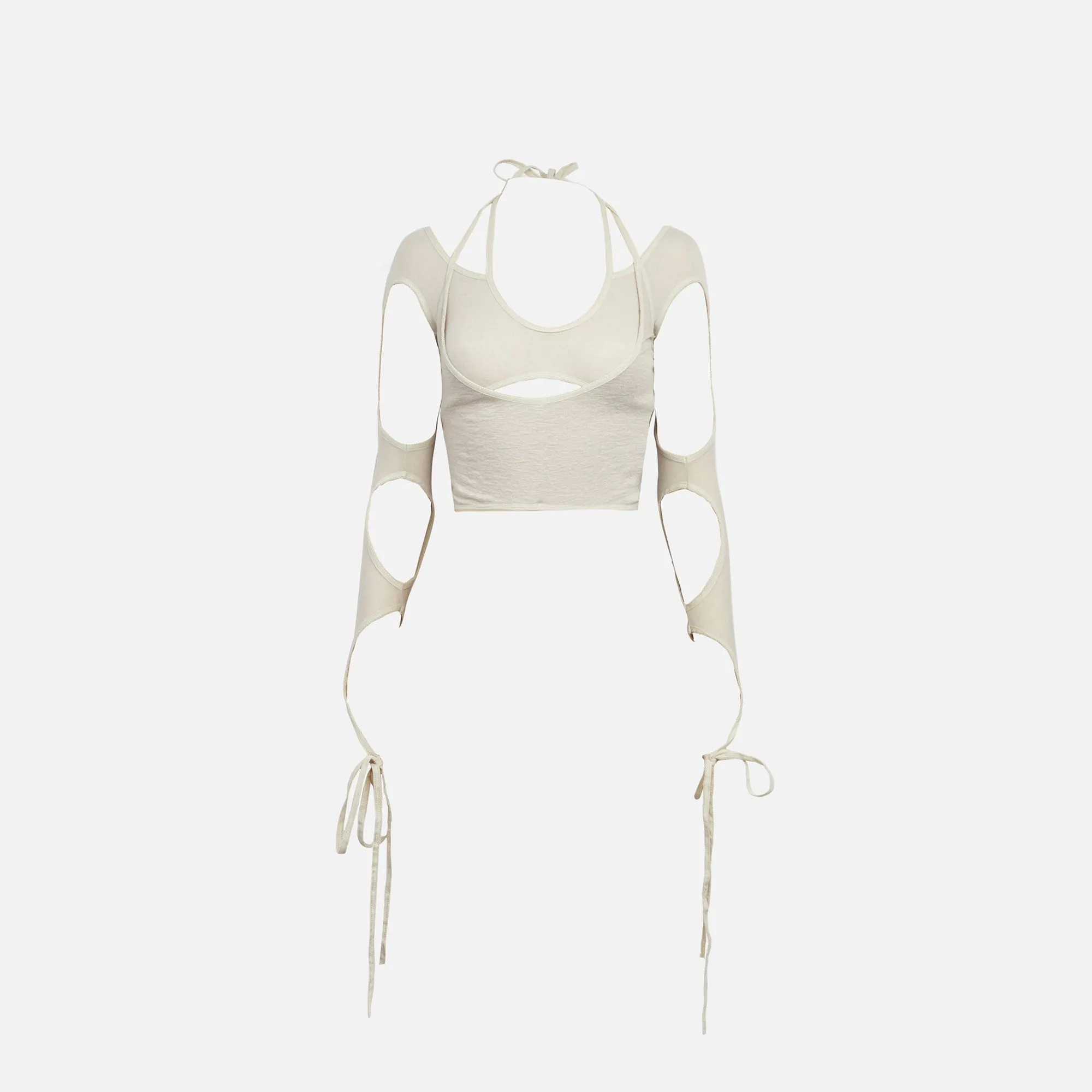 Hyein Seo Halter Top with Sleeve - Oatmeal