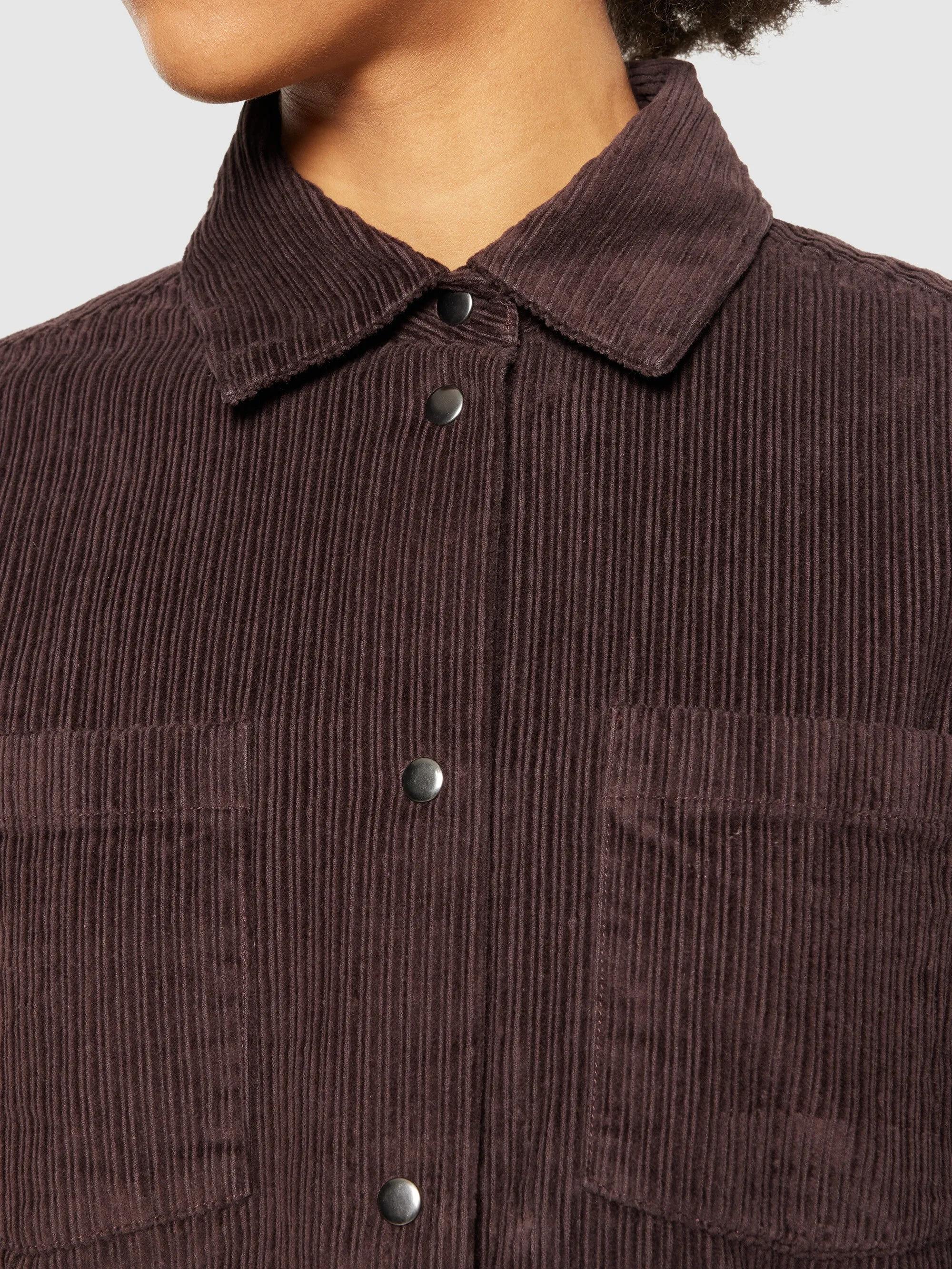 Irregular corduroy overshirt- GOTS/Vegan - Chocolate Plum