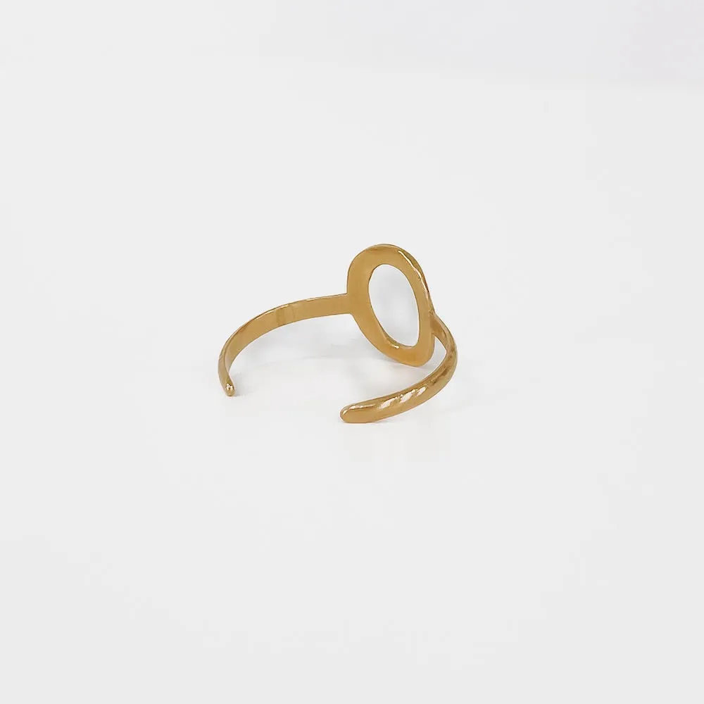 Irregular Oval Adjustable Gold Ring *WATERPROOF*