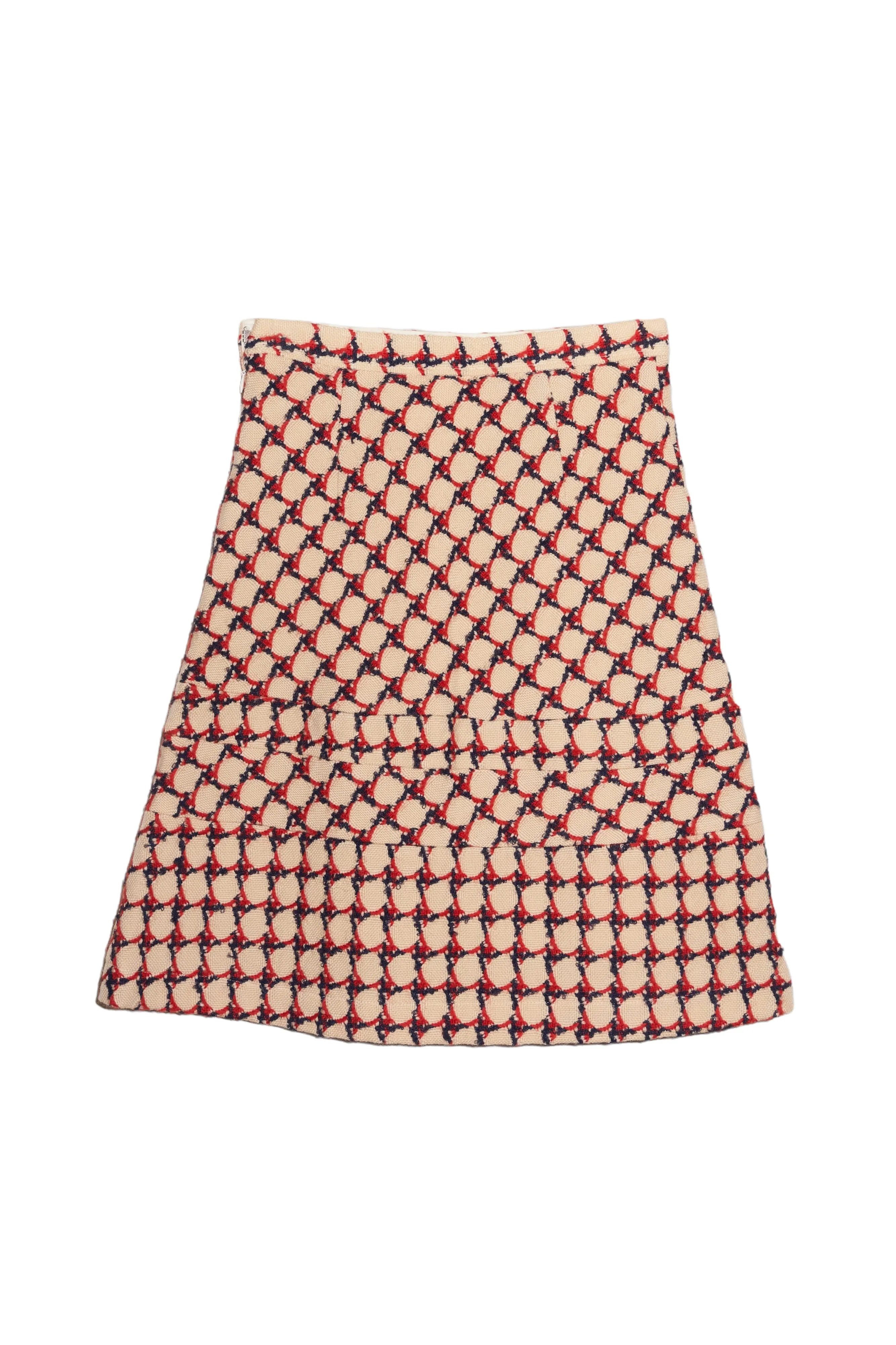 Junya Watanabe Comme des Garcons AW2001 cream circle pattern wool panelled skirt