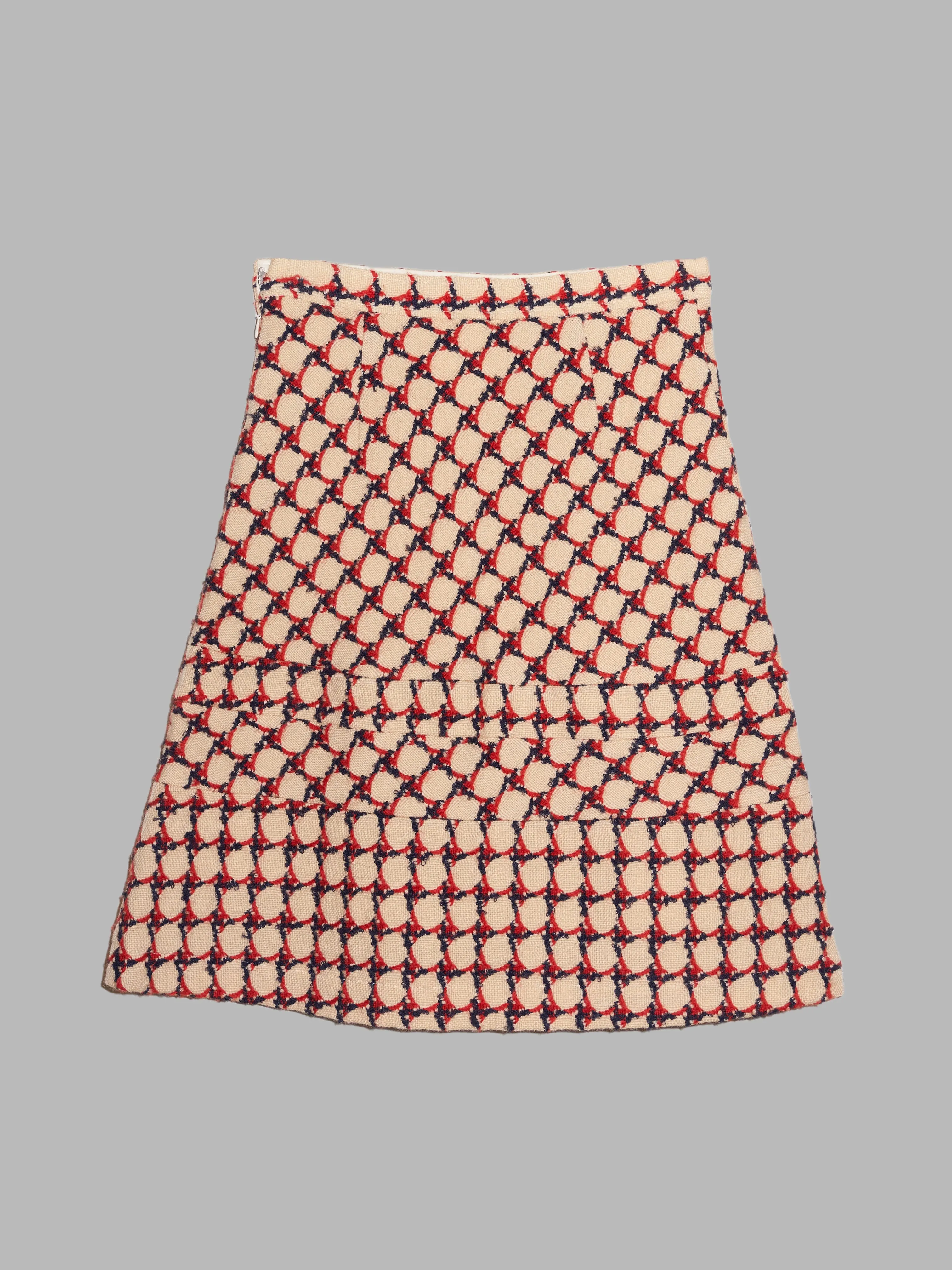 Junya Watanabe Comme des Garcons AW2001 cream circle pattern wool panelled skirt