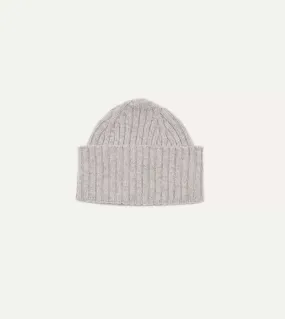 Light Grey Lambswool Ribbed Knit Cap