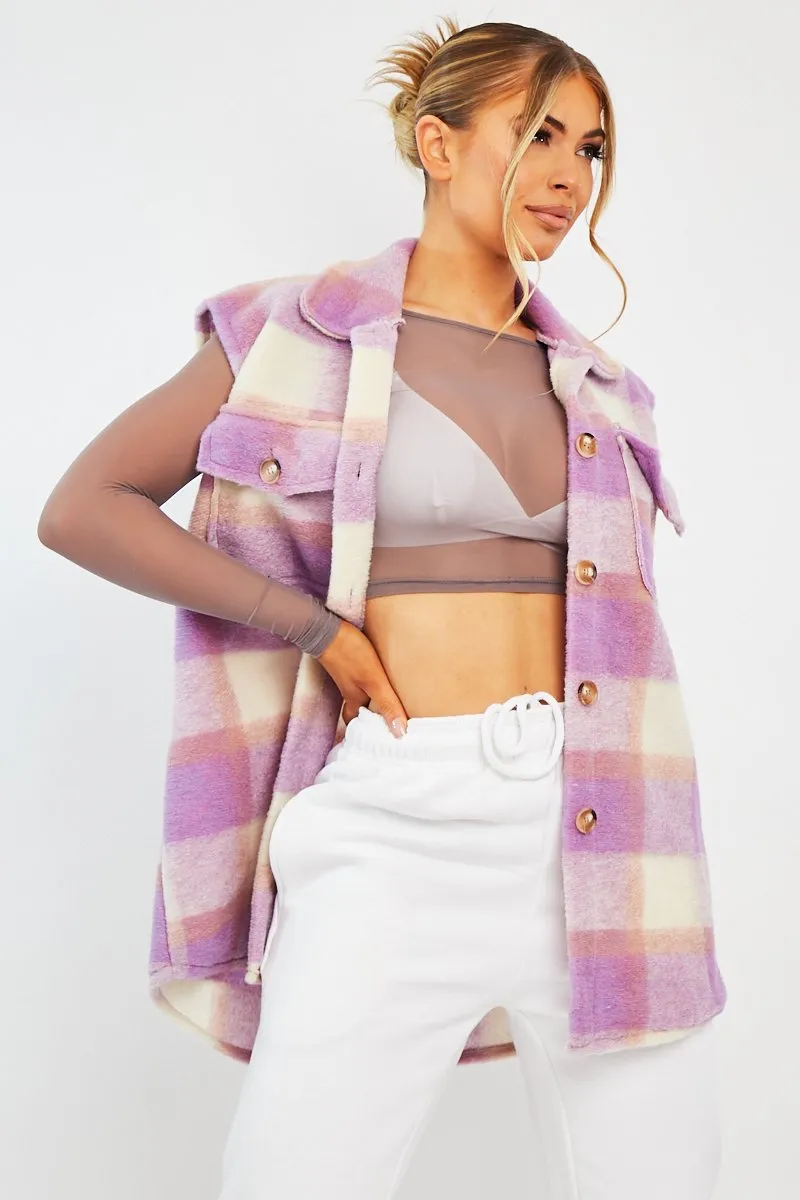 Lilac Check Sleeveless Shacket - Brittanie