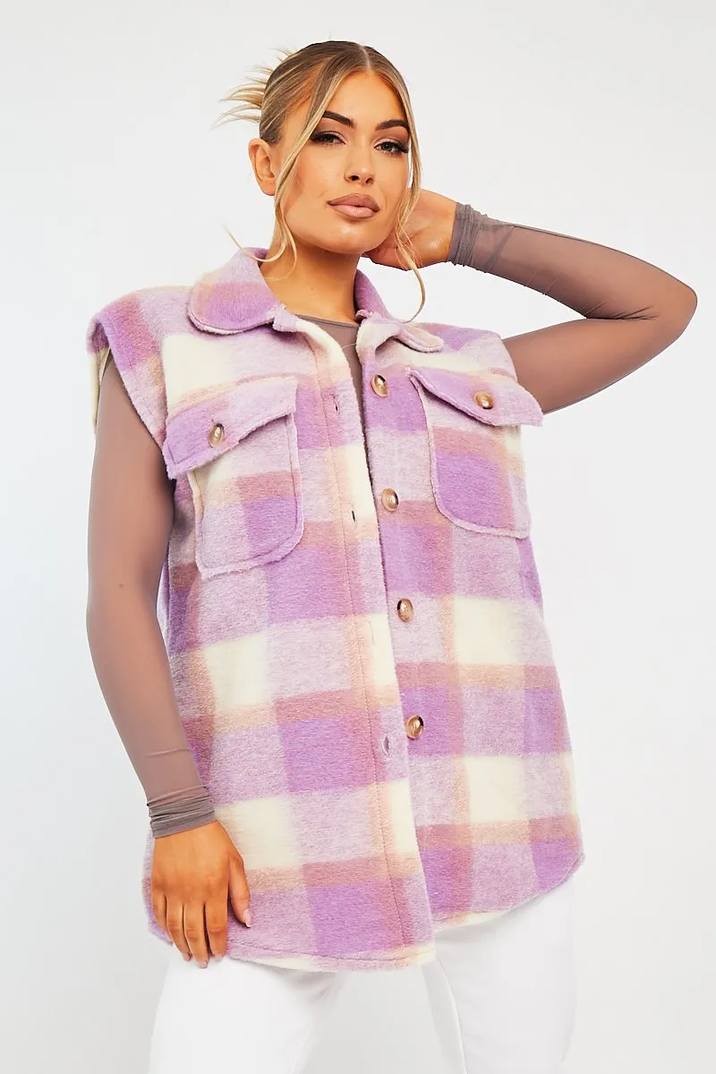 Lilac Check Sleeveless Shacket - Brittanie