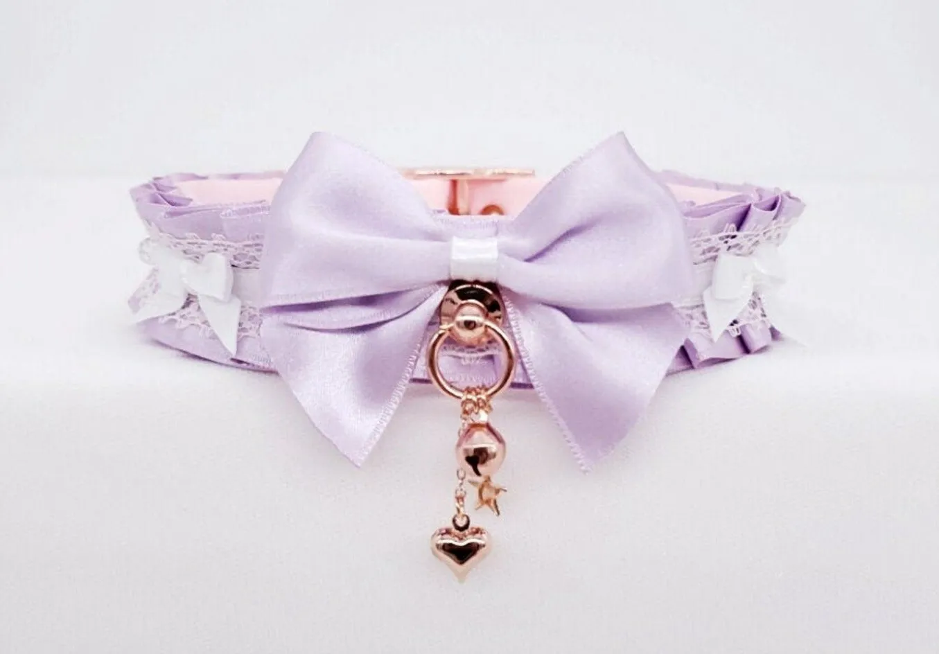 Lilac White and Pink Rose Gold Pet Play Collar