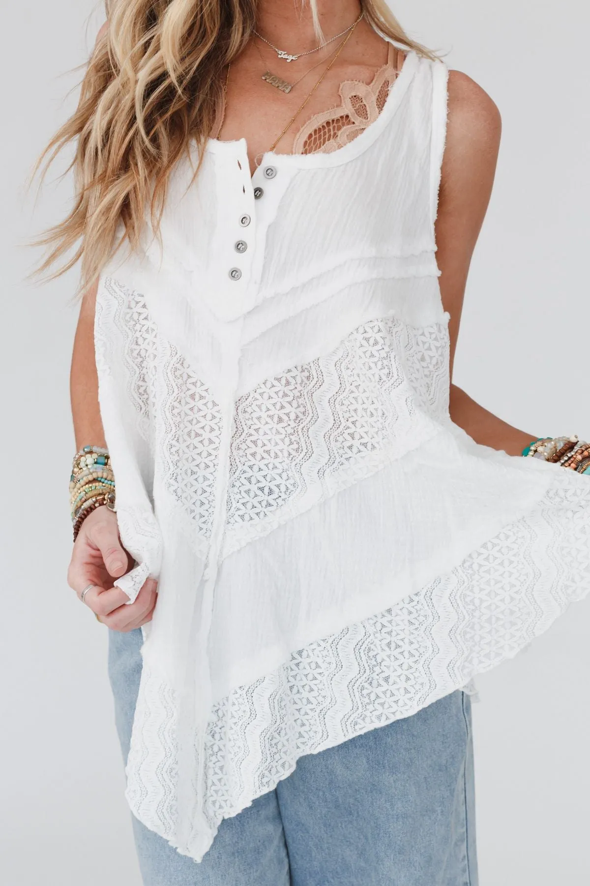 Melbourne Sleeveless Lace Top - Ivory