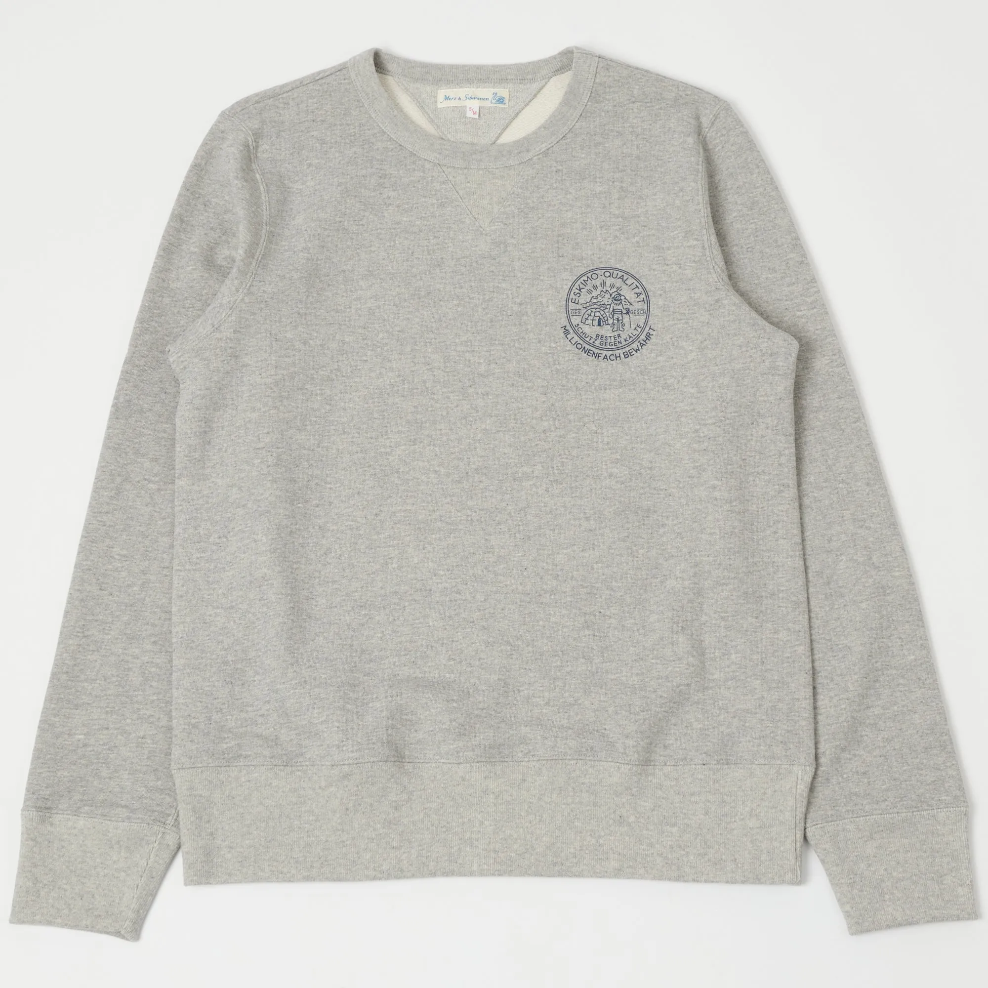 Merz b. Schwanen 344 Eskimo Print Sweatshirt - Grey Melange