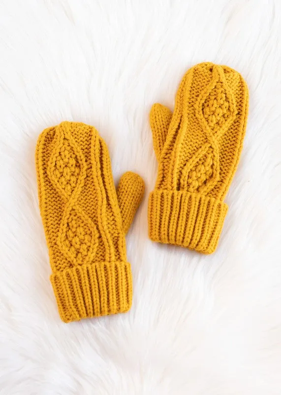 Mustard Crochet Fleece Lined Mittens