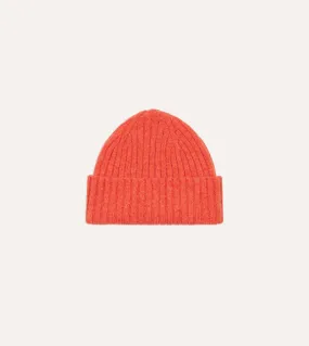 Orange Lambswool Ribbed Knit Cap