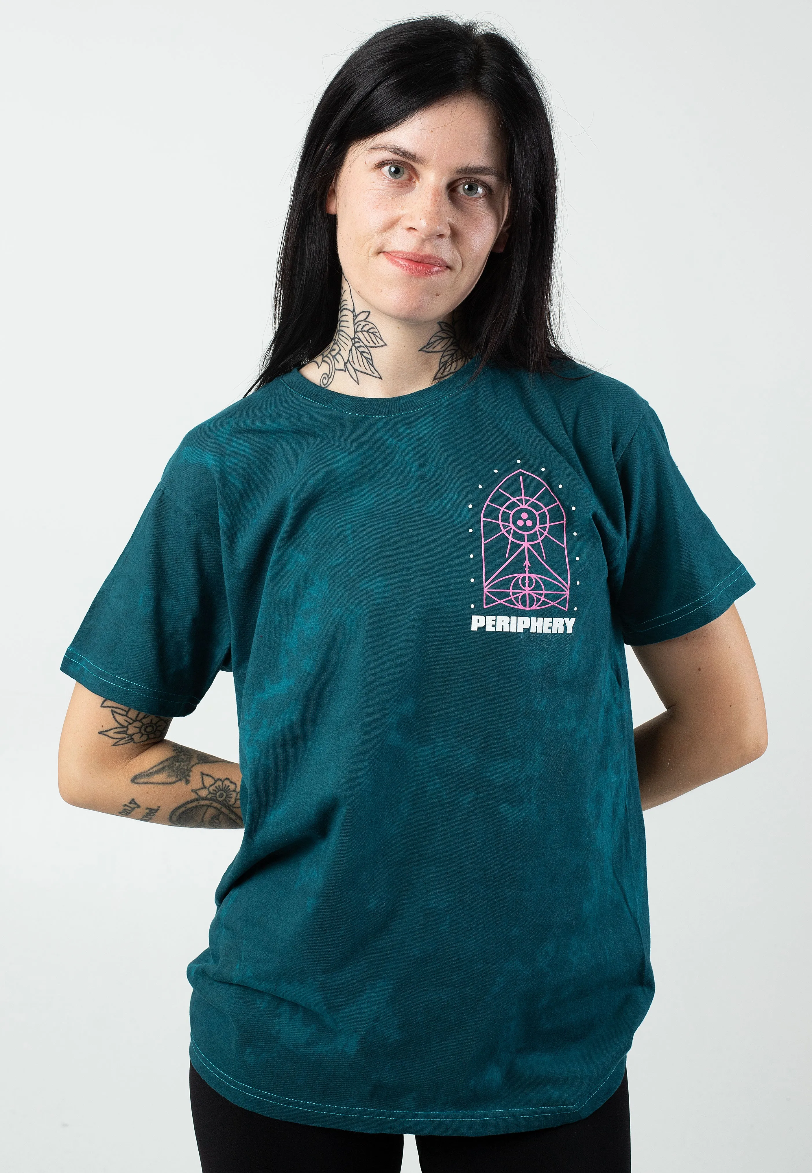 Periphery - 3Dot Geometric Symbols Teal Tie Dye - T-Shirt