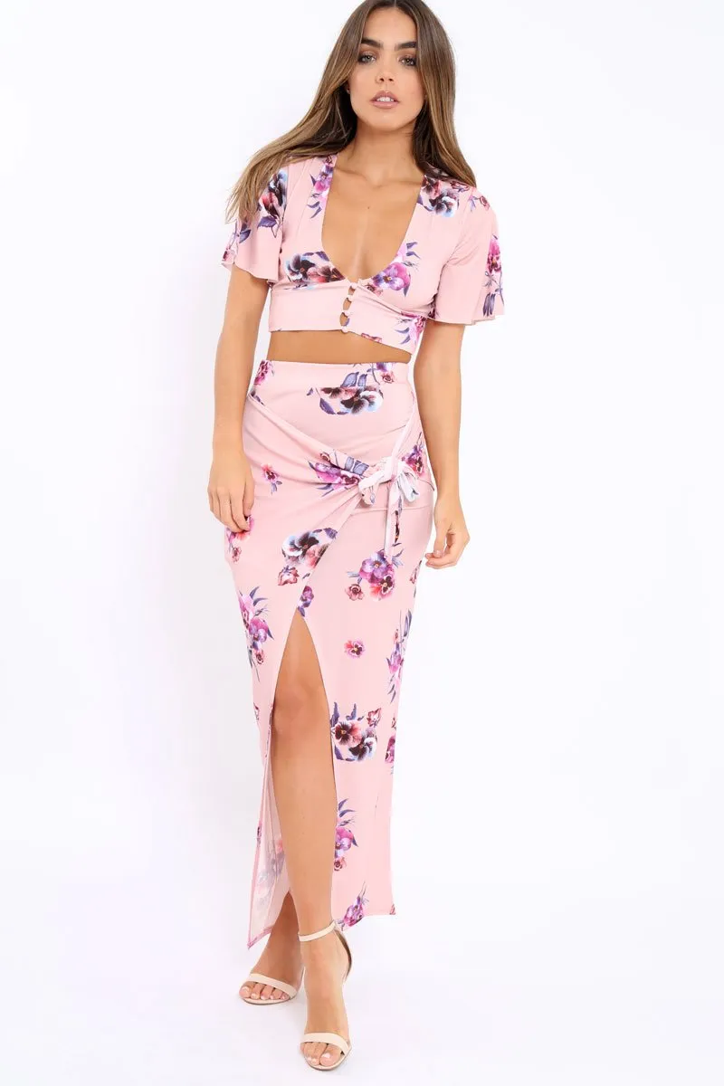 Pink Floral Print Co-ord Set - Shayna