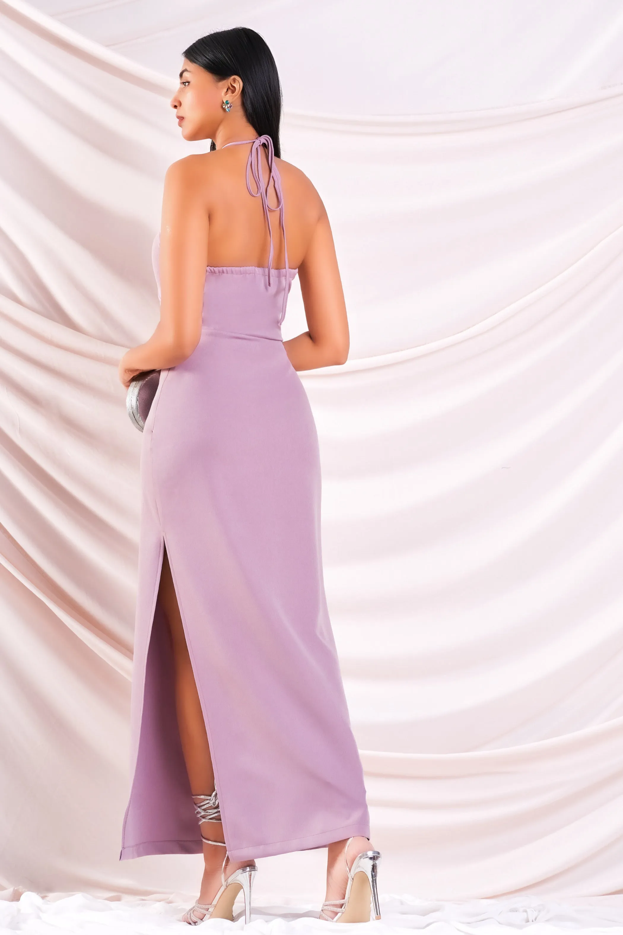 Purple Halter Maxi Dress