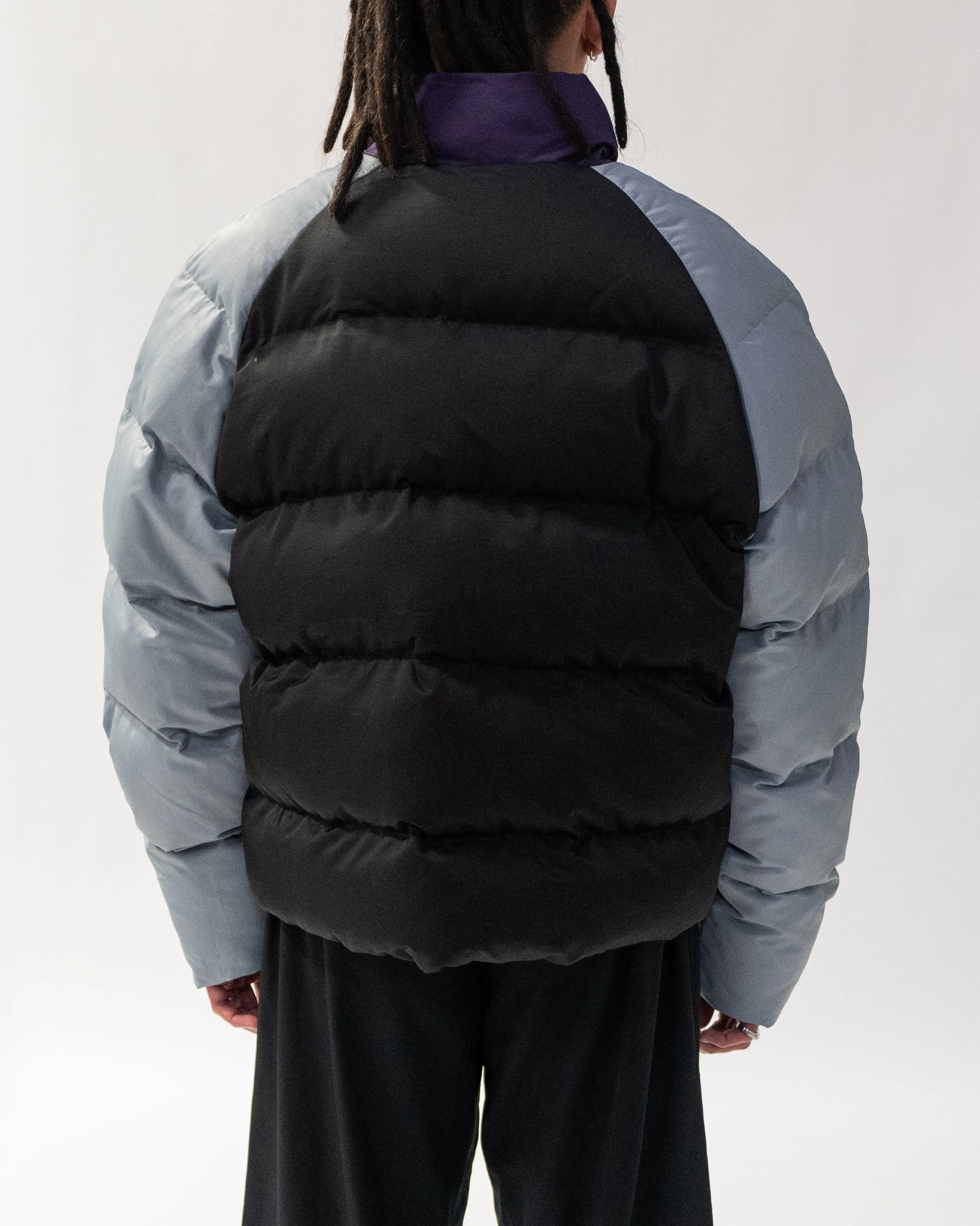 "Daphne" Layered Utility Puffer Jacket (Midnight)