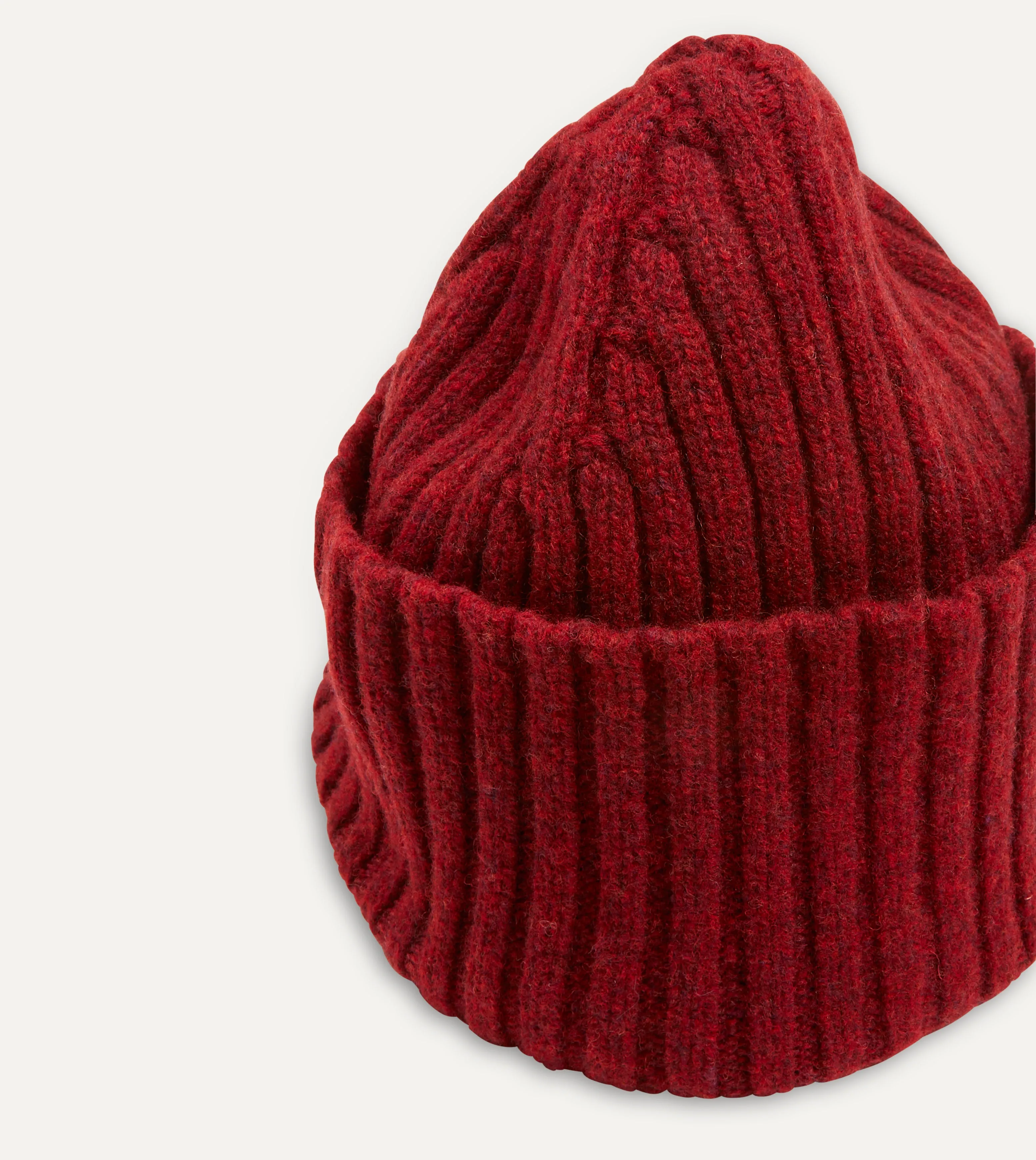 Red Lambswool Ribbed Knit Cap