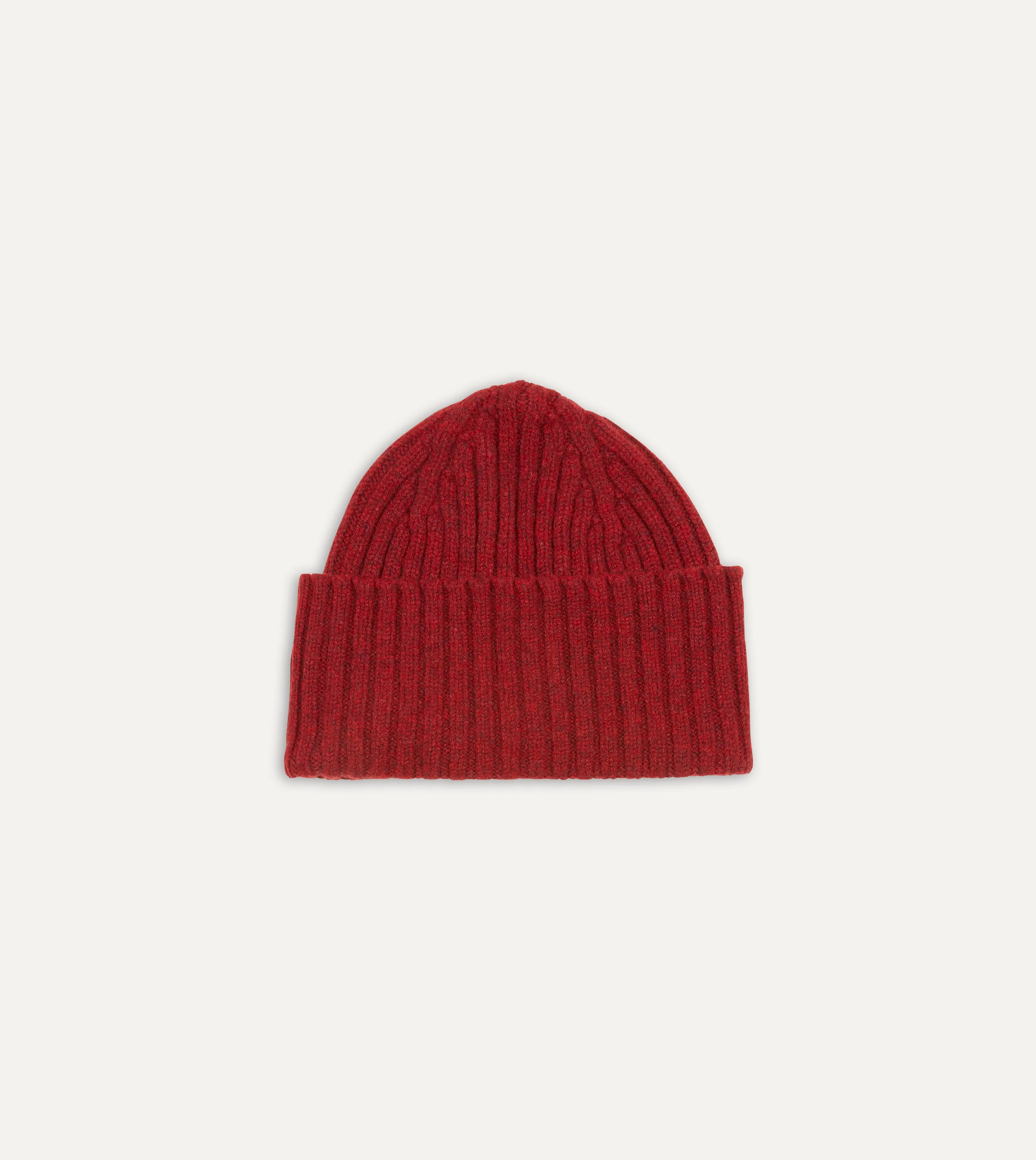 Red Lambswool Ribbed Knit Cap