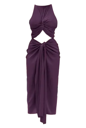 Reni Cut-Out Midi Plum Dress