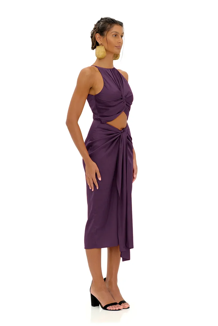 Reni Cut-Out Midi Plum Dress