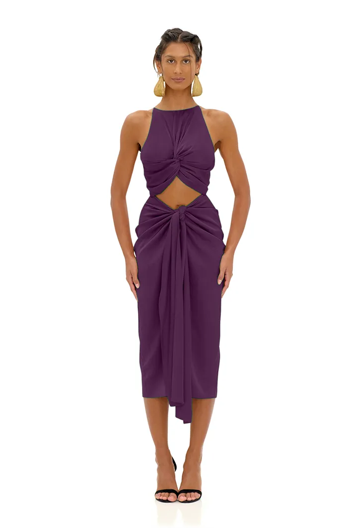 Reni Cut-Out Midi Plum Dress