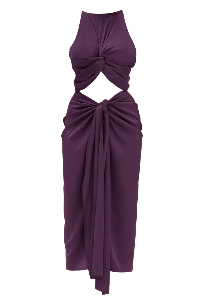 Reni Cut-Out Midi Plum Dress