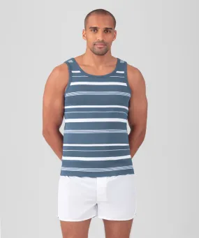 Ribbed Tank Top w. Irregular Stripes: Bering Sea