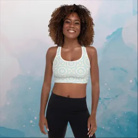 Robins Egg Blue Printed Target Circles Womens Padded Sports Bra