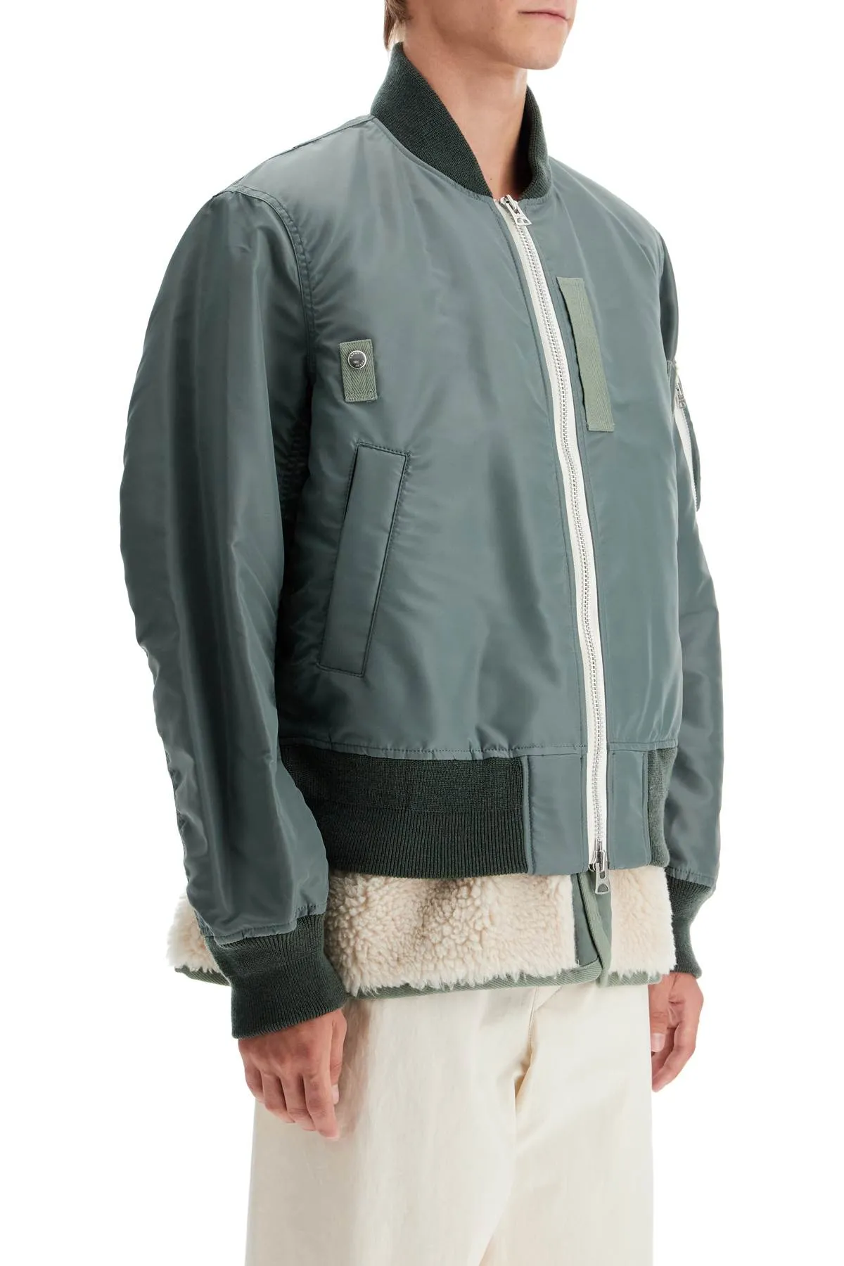 SACAI layered hybrid bomber jacket