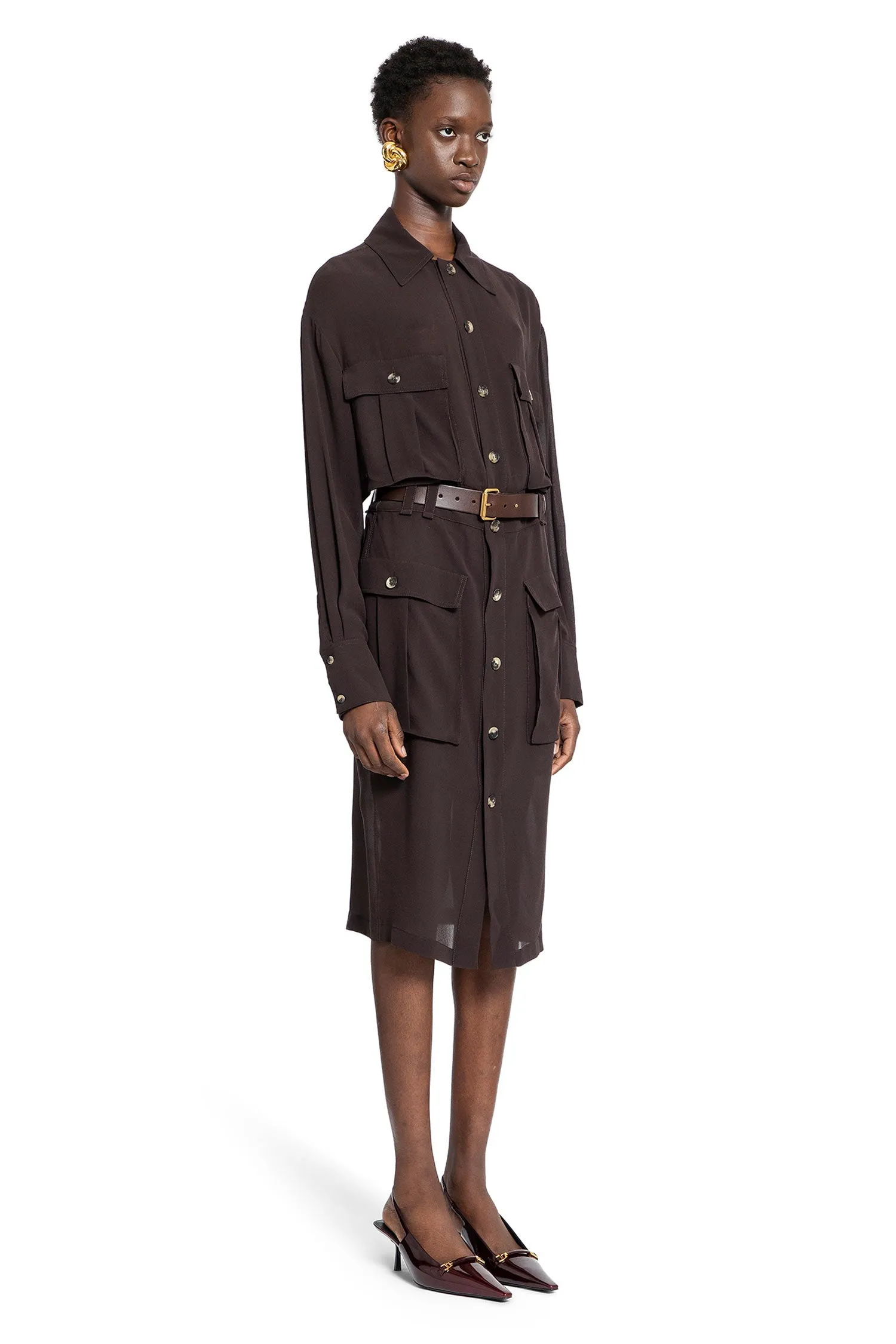 SAINT LAURENT WOMAN BROWN DRESSES