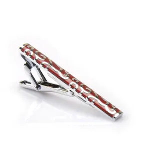 Silver & Crimson Pattern Tie Bar