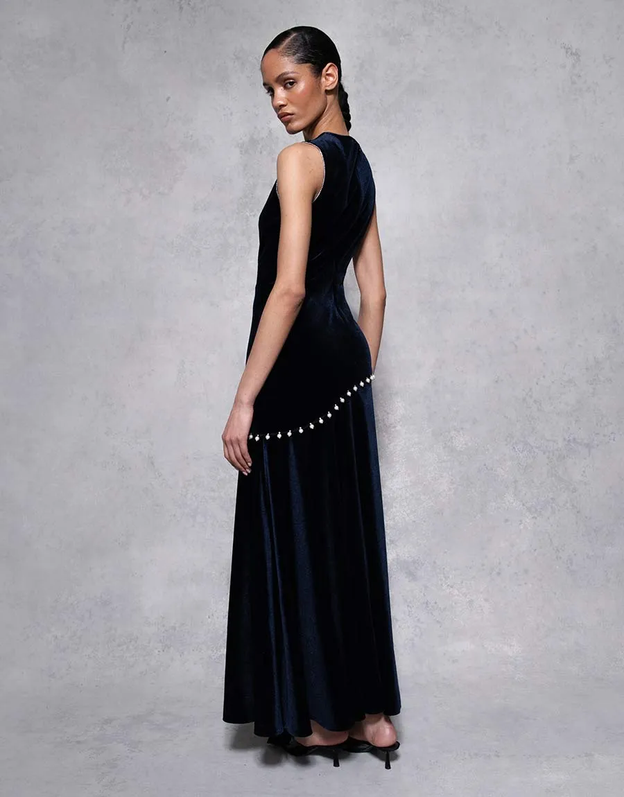 Sole Velvet Maxi Dress - Navy