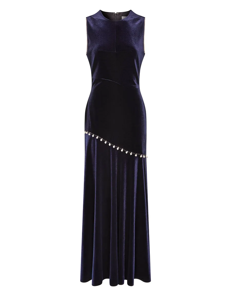 Sole Velvet Maxi Dress - Navy