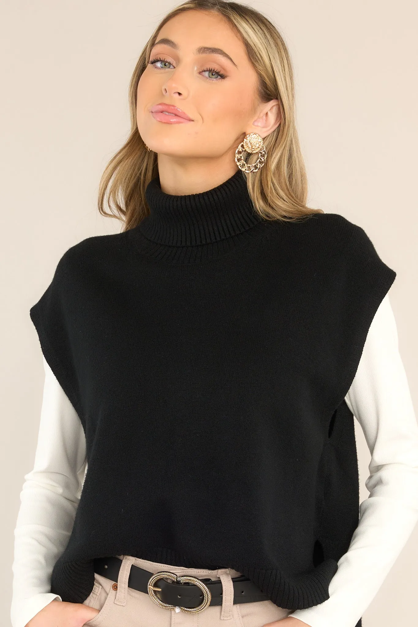 Standstill Black Turtleneck Sweater Vest