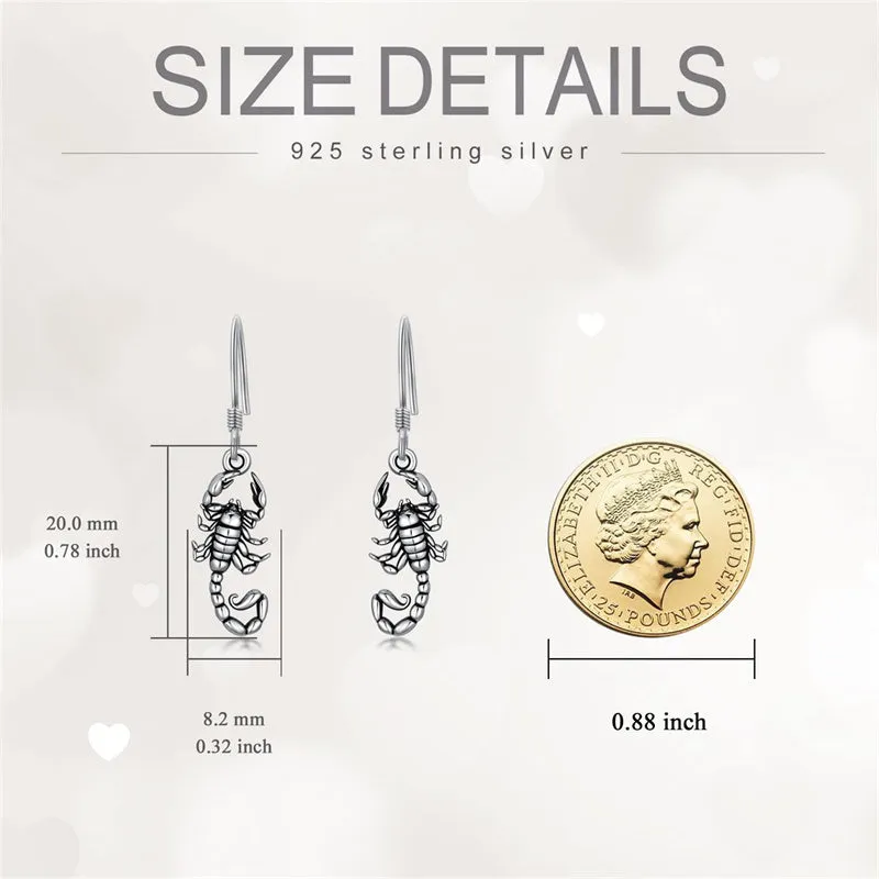 Sterling Silver Scortpion Drop Earrings