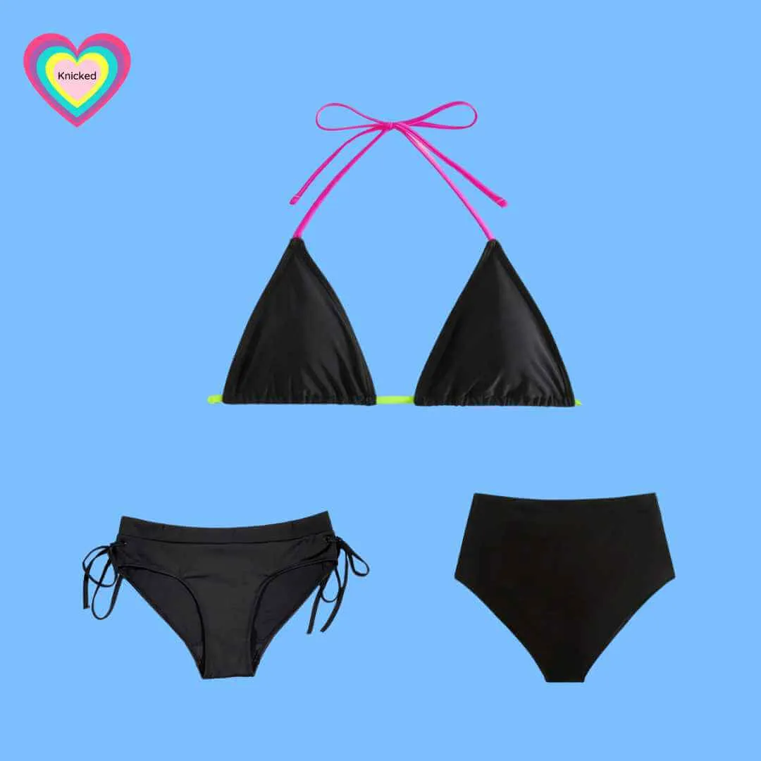 Teen Period Swimwear Two Piece Neon Triangle Top Set