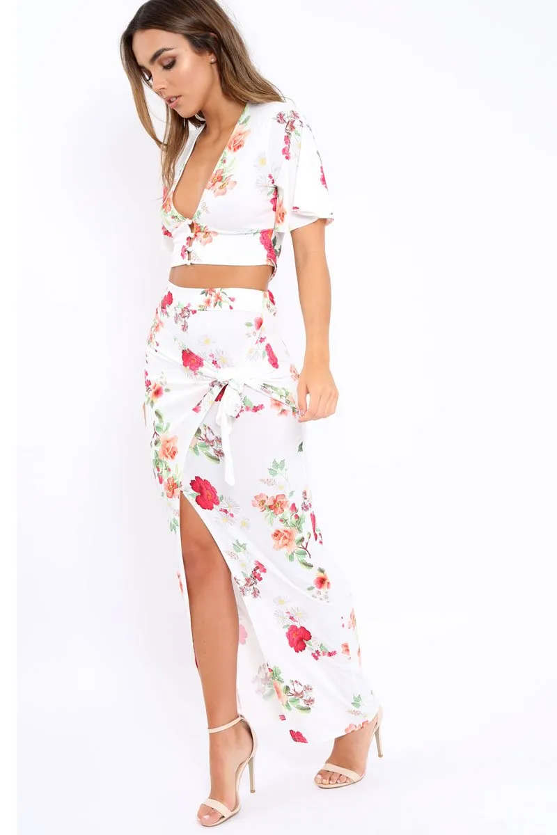 White Floral Print Co-ord Set - Shayna