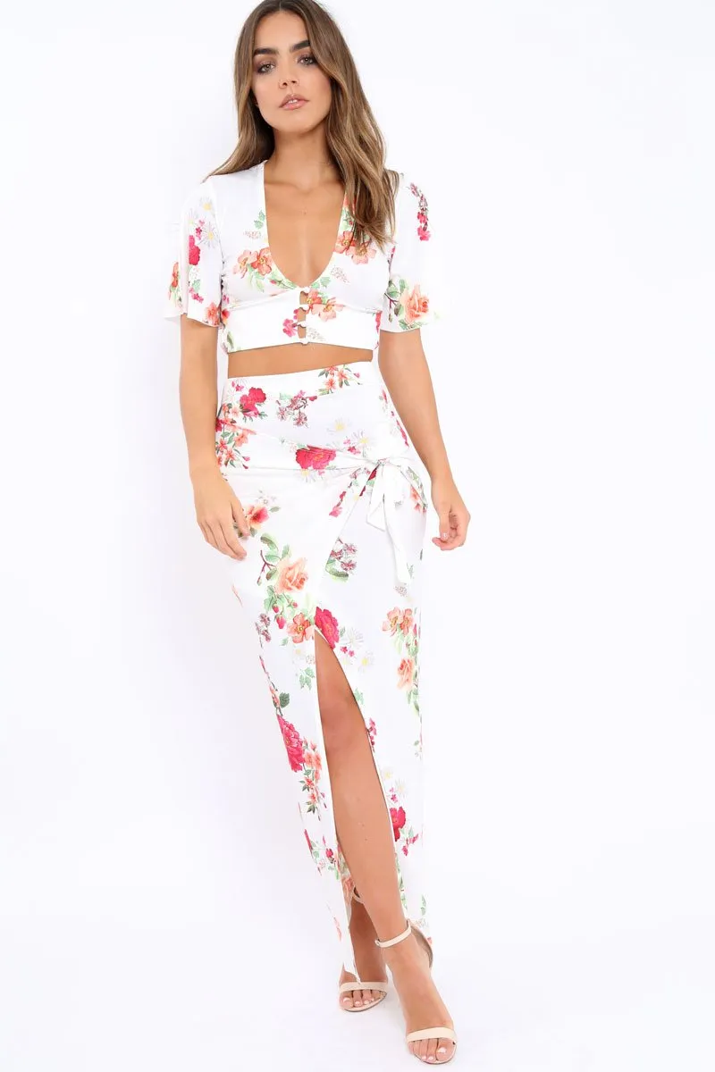 White Floral Print Co-ord Set - Shayna